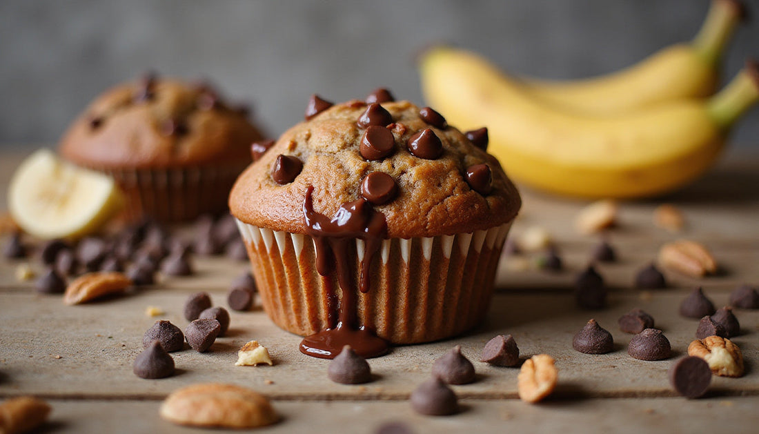 Indulgent and Nutritious: Chocolate Chip Banana Bread Muffins Packed with Protein!