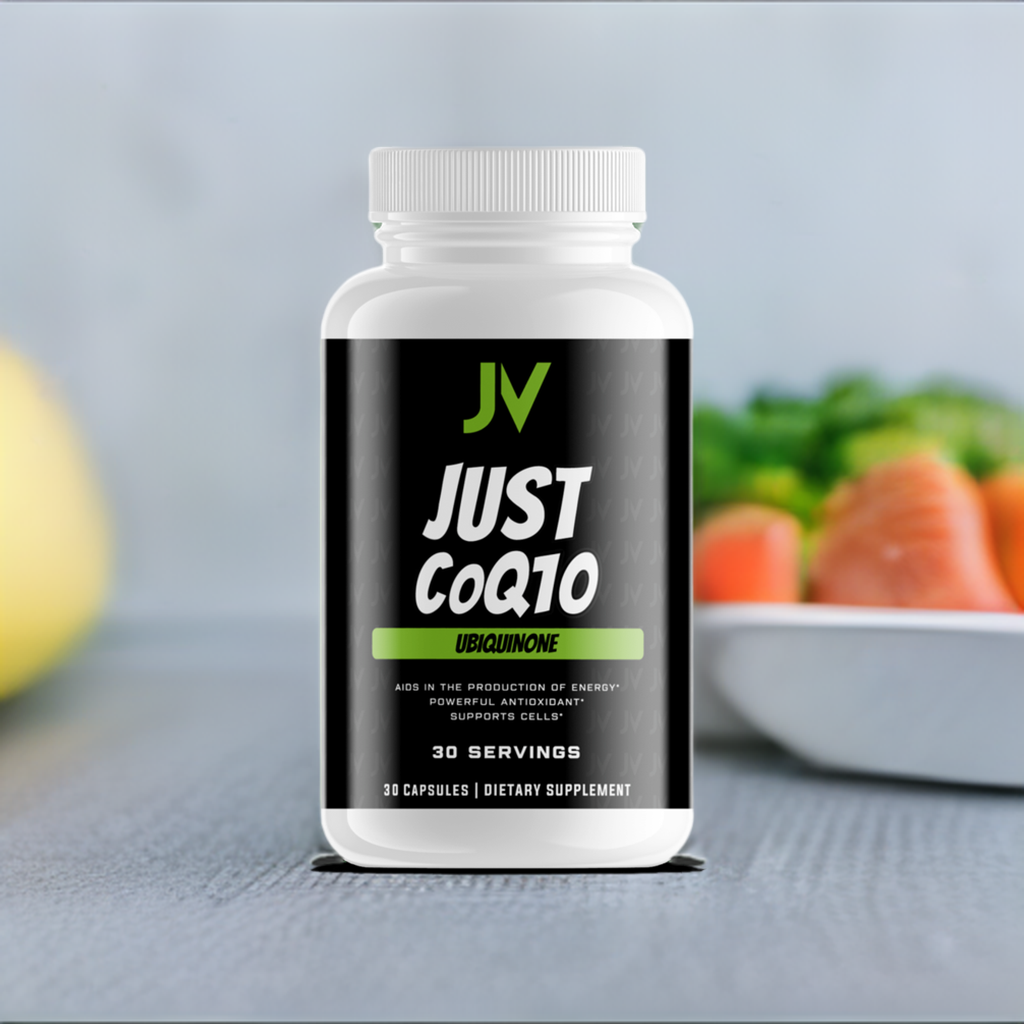Bottle of Premium Coenzyme Q10 (CoQ10) Supplement - High Potency Antioxidant for Heart, Brain, and Muscle Health by Just Vitamins.
