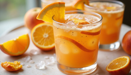 Delightful Ginger Orange Peach Mocktail: A Refreshing Sparkling Treat with AE Sparkling Peach!