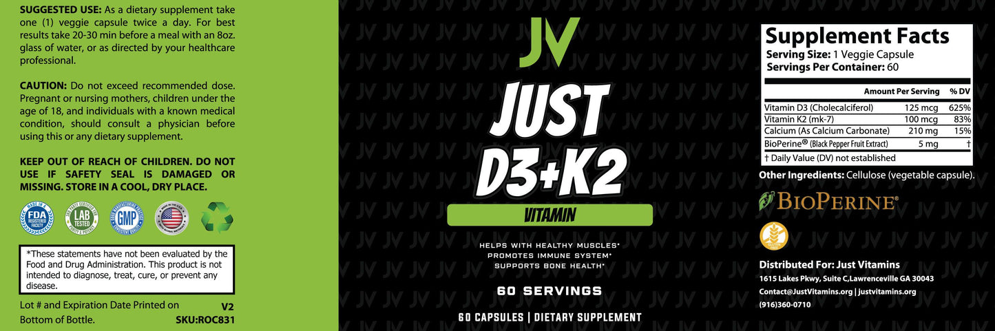 Just D3 + K2 – Bone & Immune Support